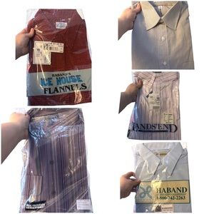 Lot- Five New Button Down Dress Shirts, SZ LG, Paul Fredrick, Lands End, Haband